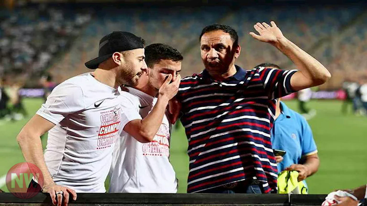 بكاء محمد شحاتة في احتفالات الزمالك بعد تتويجه بلقب الدوري المصري