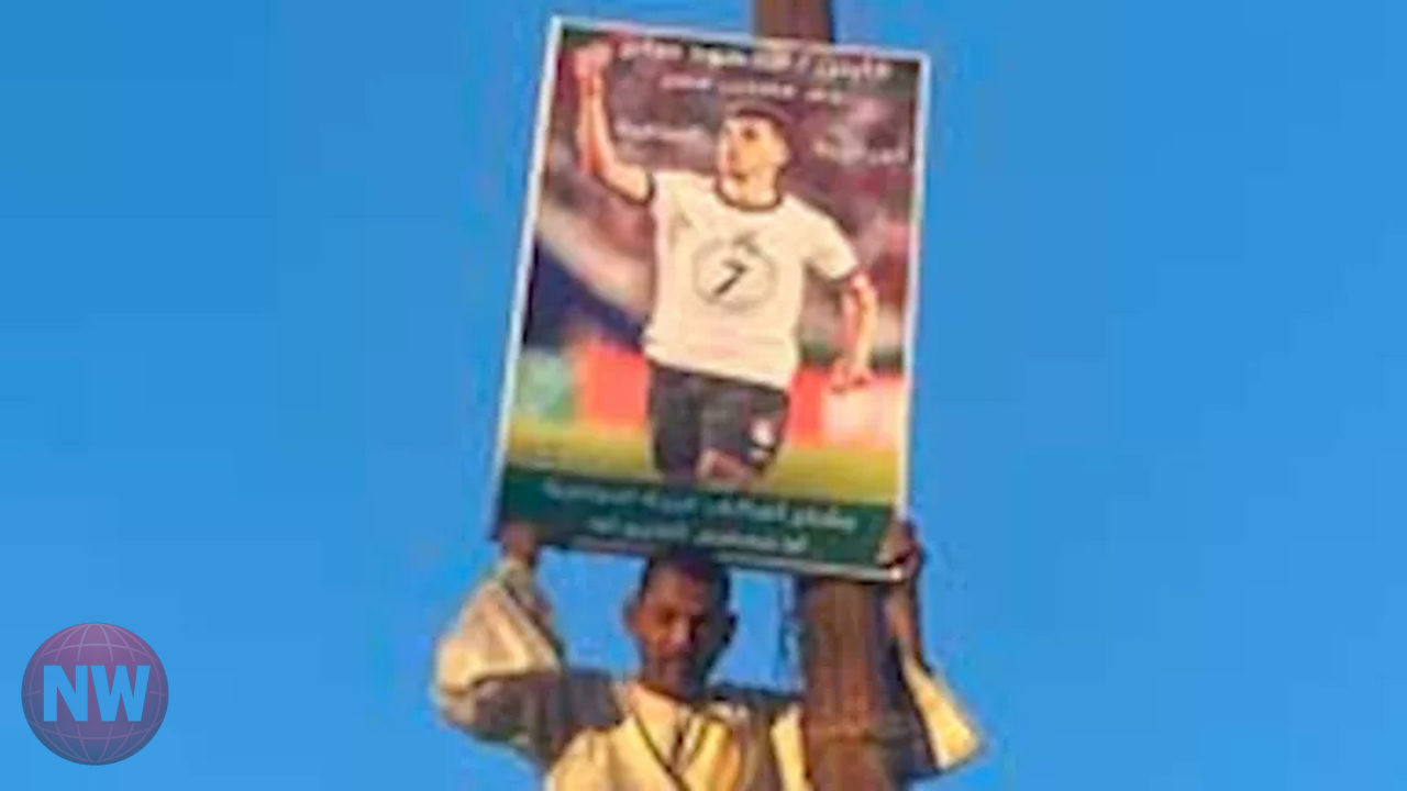 مواطن يتسلق عمود إنارة في دسوق لاستقبال نجم منتخب مصر محمود صابر