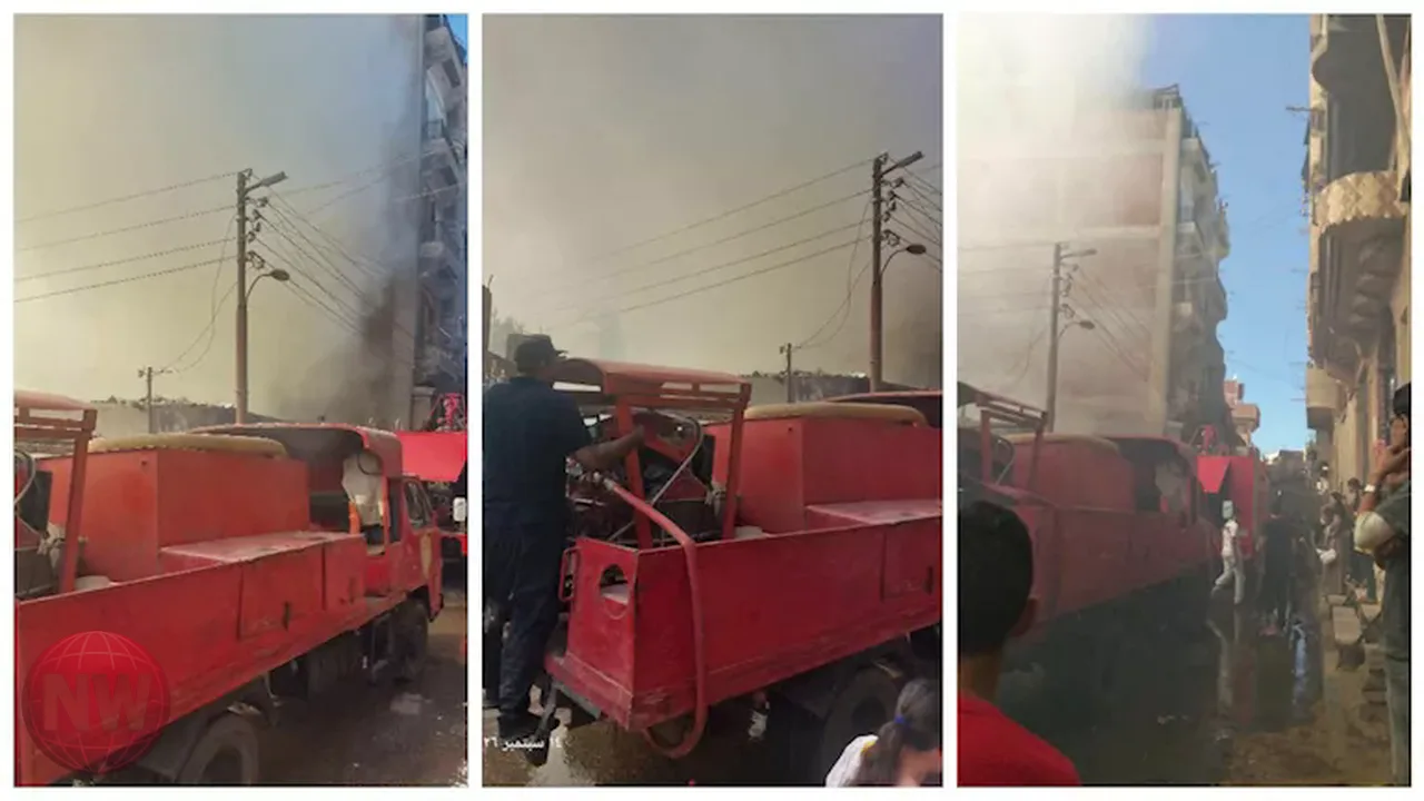 حريق يلتهم موقعاً بمدينة تلا في محافظة المنوفية