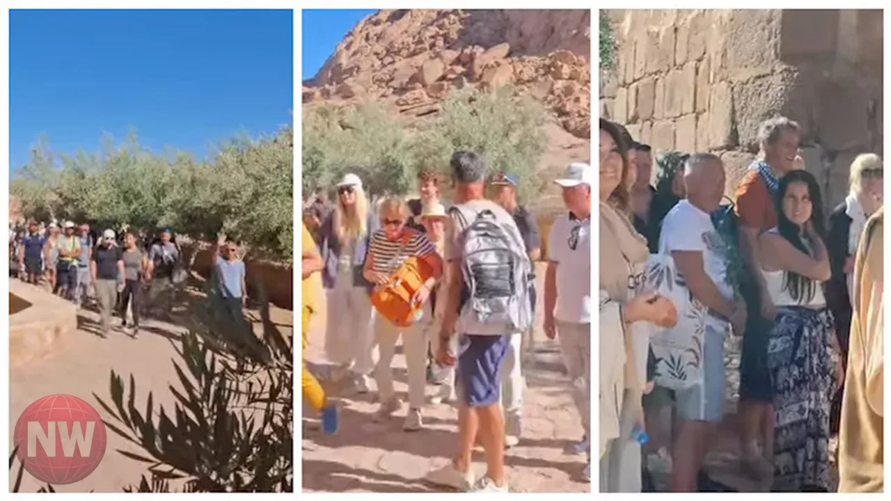 500 سائح يصعدون جبل موسى في سانت كاترين اليوم